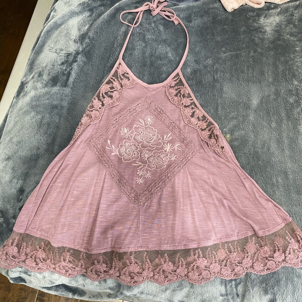 Mauve pink lace halter top